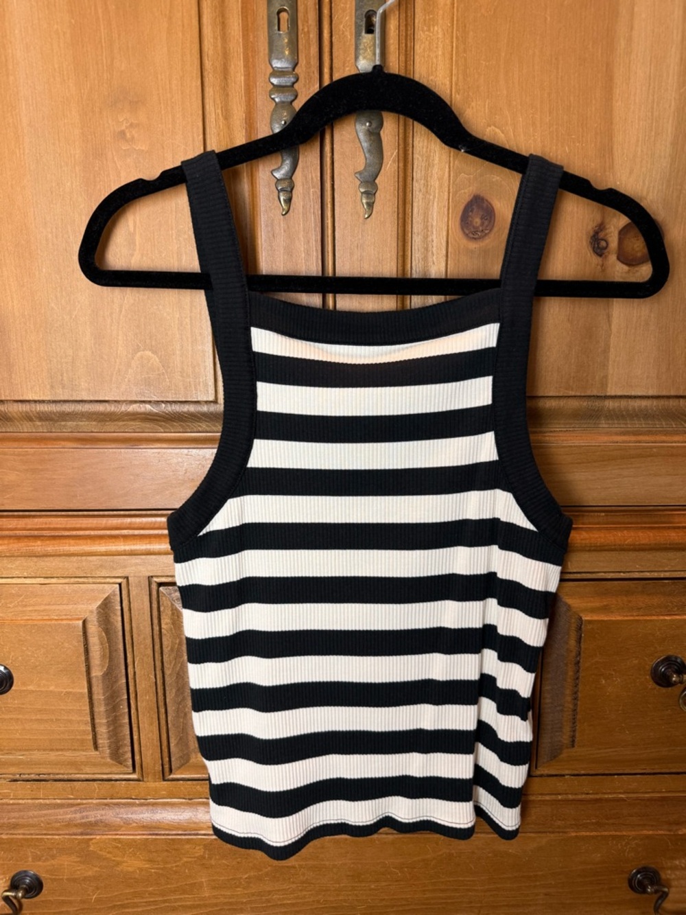 J. Crew Striped Square Neck Tank Top - Black & Off White